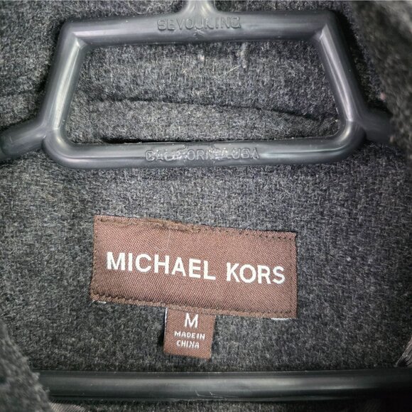 Mens Michael Kors Charcoal Gray Wool Blend Jacket Full Zip & Button Size M - Picture 2 of 8